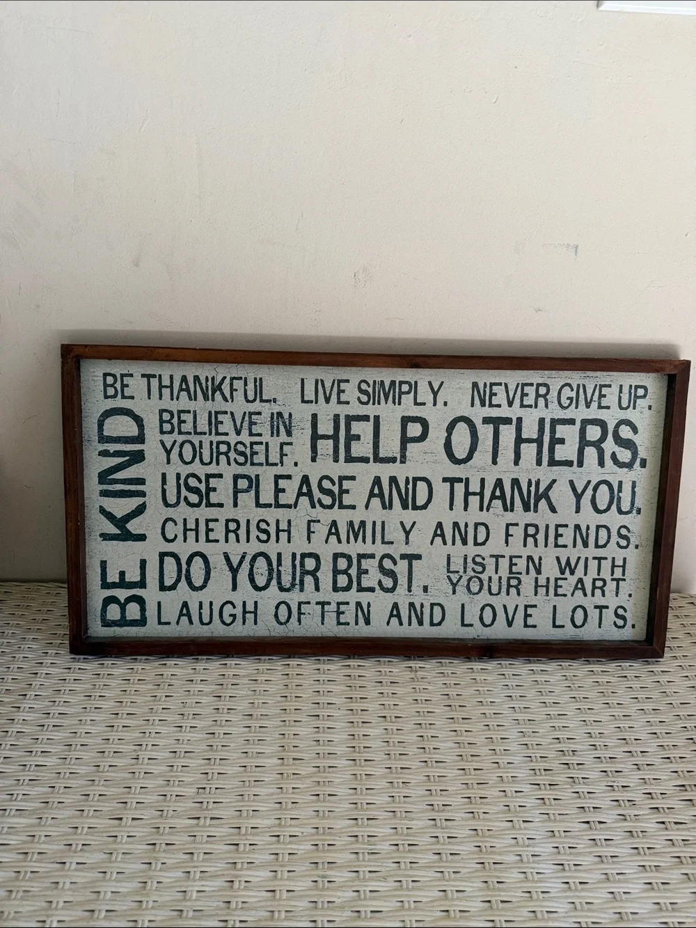 Framed Inspirational Wall Sign in White and Dark Gray